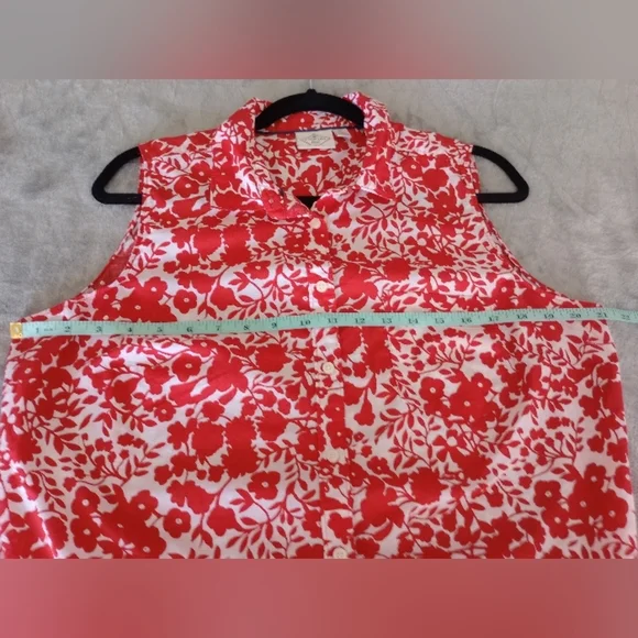 St. John's Bay Red and White Sleeveless Button Down Shirt Top Size XL - Picture 7 of 7
